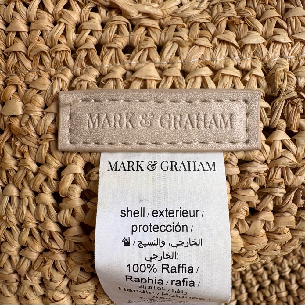 Mark & Graham Tan and Blue Raffia Ruffle Tote Bag NWOT Beach Pool Bag - Picture 13 of 13